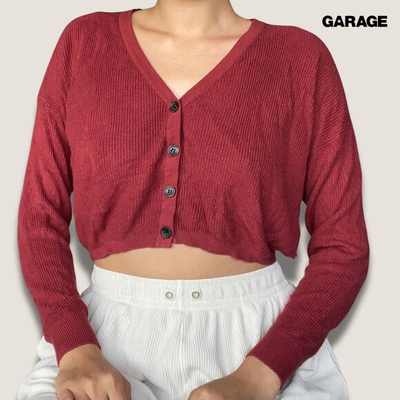Maroon Knit Cardigan - Picture 1 of 4